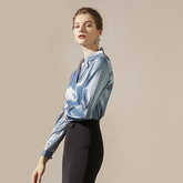 Retro Light blue Chiffon Blouse - FashionByTeresa